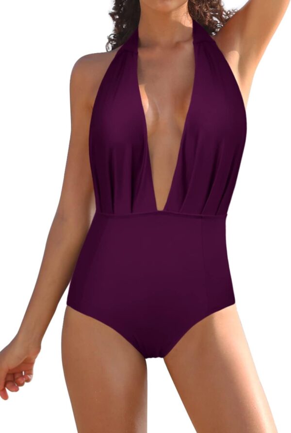 Maillot de bain une pièce SHEKINI col V profond dos nu femme-0